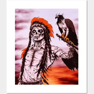 indian chief zombie Posters and Art